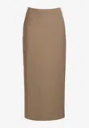 Gia Studios Pencil Midi Skirt In Brown