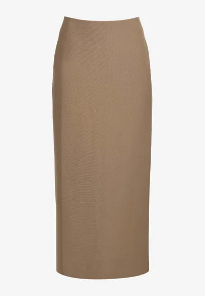Gia Studios Pencil Midi Skirt In Brown