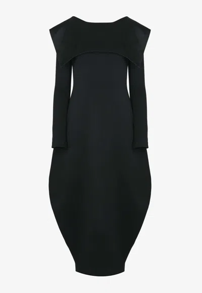 Gia Studios Sailor Collar Midi Cocoon Dress In Black