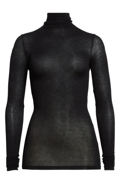 Gia Studios Semisheer Turtleneck Sweater In Black