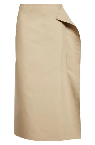 Gia Studios Side Detail Cotton Blend Midi Skirt In Beige