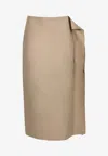 Gia Studios Side Flap Pencil Skirt In Brown
