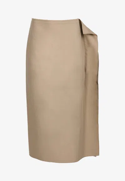 Gia Studios Side Flap Pencil Skirt In Brown