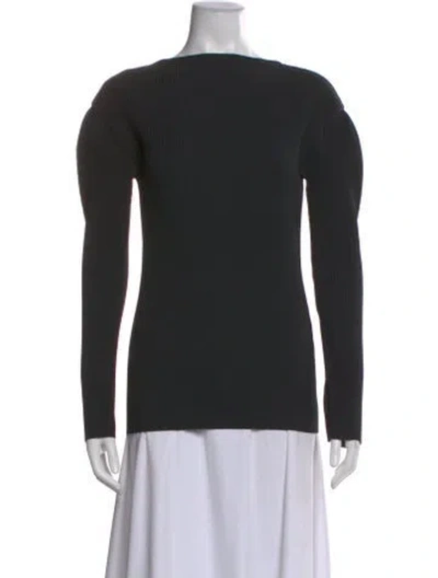 Pre-owned Gia Studios Square Neckline Long Sleeve Top In Black