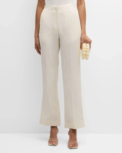 Gia Studios Straight Broadcloth Trousers In Cream