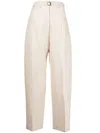 Gia Studios Tapered Wool-linen Trousers In White