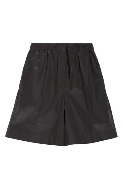 Gia Studios Tori Pleated Taffeta Bermuda Shorts In Black