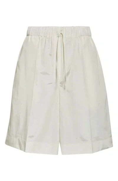 Gia Studios Tori Pleated Taffeta Bermuda Shorts In White