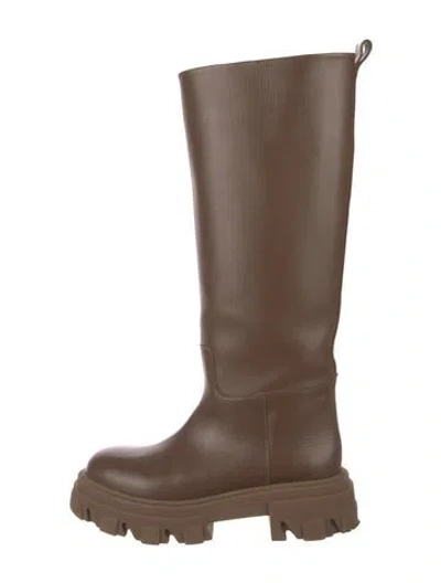 Pre-owned Gia X Pernille Teisbaek Leather Rain Boots In Brown