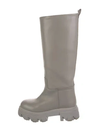 Pre-owned Gia X Pernille Teisbaek Leather Rain Boots In Gray