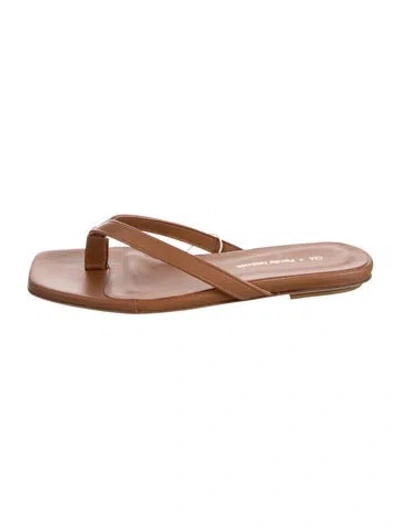 Pre-owned Gia X Pernille Teisbaek Leather Slides W/ Tags In Brown