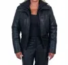 Giacca Lusso Cropped Leather Puffer Jacket In Black In Black