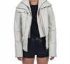Giacca Lusso Cropped Leather Puffer Jacket In Off White In White