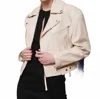 Giacca Lusso Volume Sleeve Moto Jacket In Off White In White