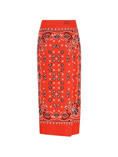 Giada Benincasa Bandana-print Knitted Midi Skirt In Red