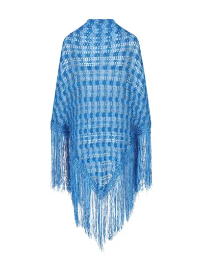 Giada Benincasa Checked-fringe Scarf In Blue