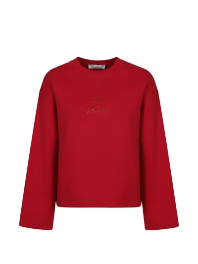 Giada Benincasa Ciao Amore Embossed-logo Sweatshirt In Red