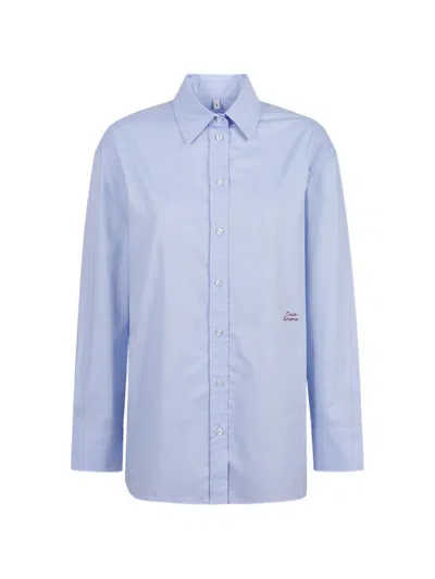 Giada Benincasa Ciao Amore Embroidered Long-sleeve Shirt In Blue