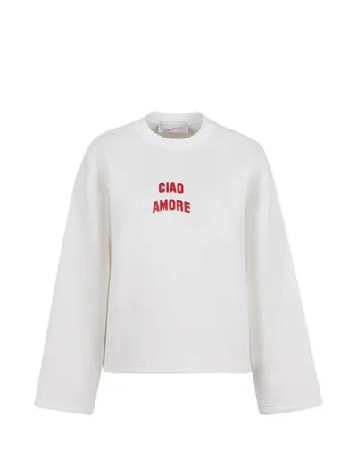 Giada Benincasa Ciao Amore Logo-embossed Sweatshirt In White