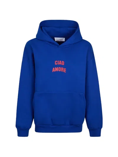 Giada Benincasa Ciao Amore Puffy-logo Hoodie In Blue