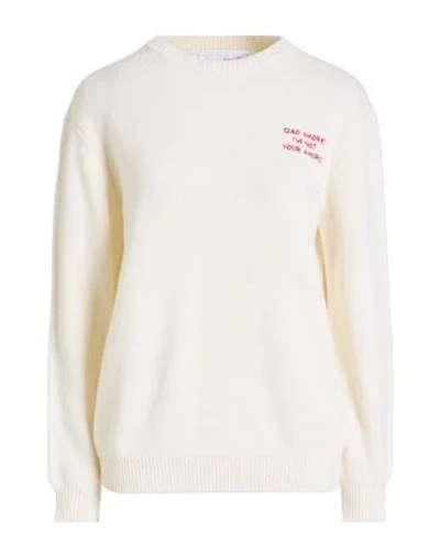 Giada Benincasa Ciao Amore Woman Sweater Cream Size L Merino Wool In White