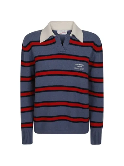 Giada Benincasa Crazy Lover Striped Embroidered Sweater In Blue