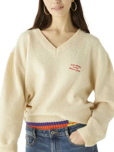 Giada Benincasa Crazy Lover V-neck Sweater In Nude