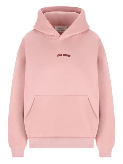 Giada Benincasa Embroidered-detail Long-sleeve Hoodie In Pink