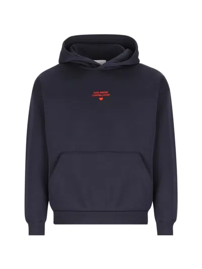 Giada Benincasa Embroidered Pouch-pocket Hoodie In Blue