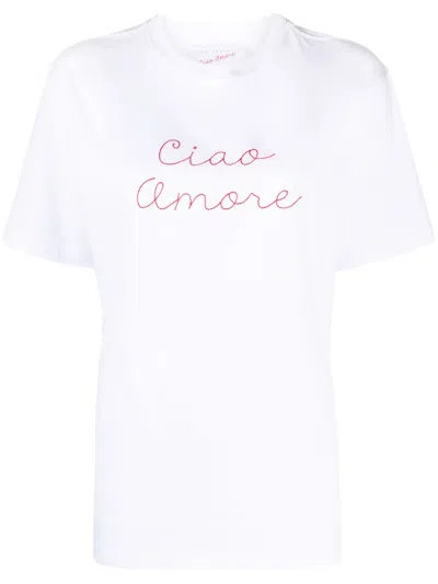 Giada Benincasa Embroidered-slogan Cotton T-shirt In White