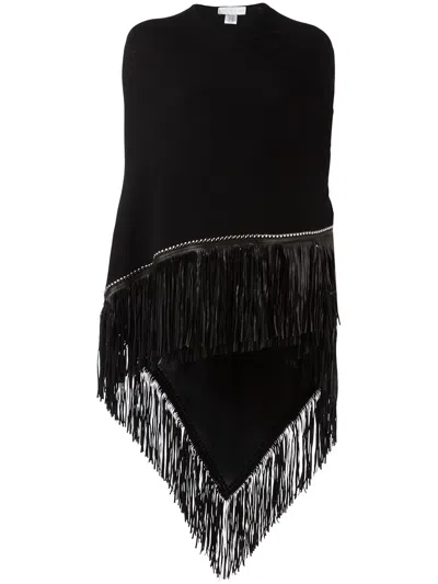 Giada Benincasa Fringed Knit Poncho In Black