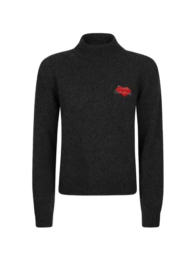 Giada Benincasa Heartbeat High-neck Sweater In Gray