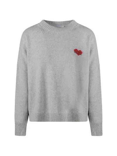 Giada Benincasa Heartbeat Knitted Sweater In Gray