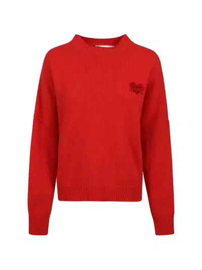 Giada Benincasa Heart-motif Knitted Sweater In Red