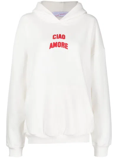 Giada Benincasa Slogan-patch Drop-shoulder Hoodie In White