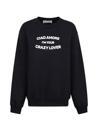 Giada Benincasa I'm Your Crazy Lover Crew-neck Sweatshirt In Black