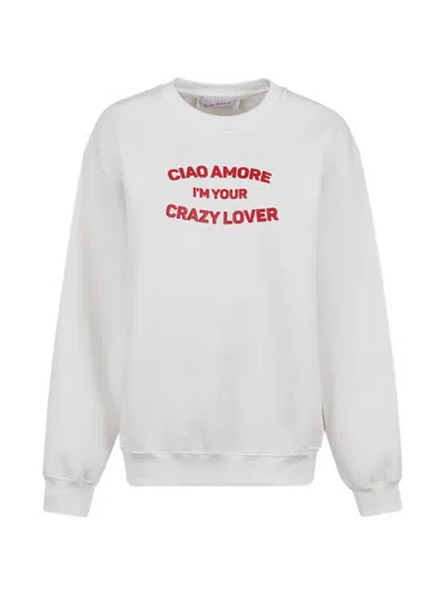 Giada Benincasa I'm Your Crazy Lover Crew-neck Sweatshirt In White