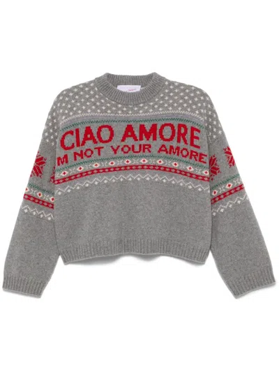 Giada Benincasa Intarsia-knit Sweater In Grey