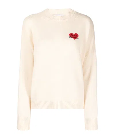 Giada Benincasa Intarsia-logo Merino Wool Jumper In White