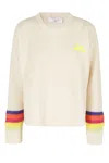 Giada Benincasa Multicolor Striped Sleeve Crewneck Sweater In White