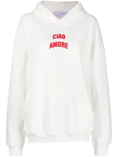 Giada Benincasa Puffy Ciao Amore Hoodie In White