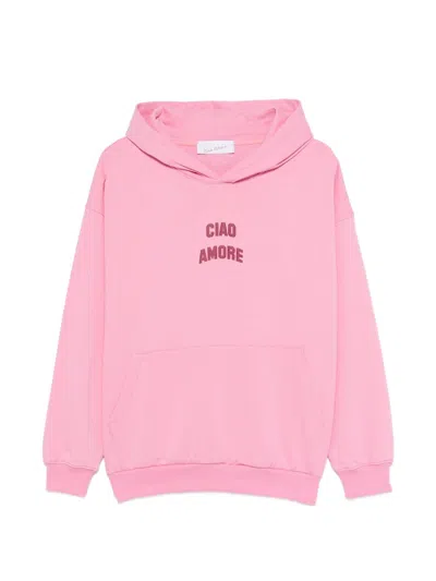 Giada Benincasa Ribbed Hem Long Sleeve Mini Hooded Pouch Handbag Pocket In Pink