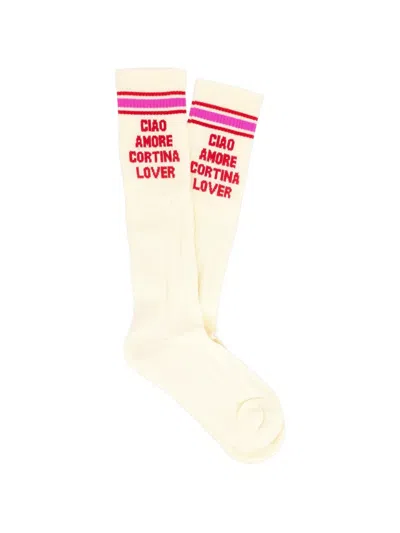 Giada Benincasa Slogan-intarsia Stripe-detail Socks In Neutral