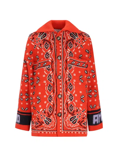 Giada Benincasa Soho Intarsia-knit Button-down Cardigan In Red