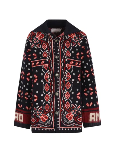Giada Benincasa Soho Intarsia-knit Button-up Cardigan In Blue