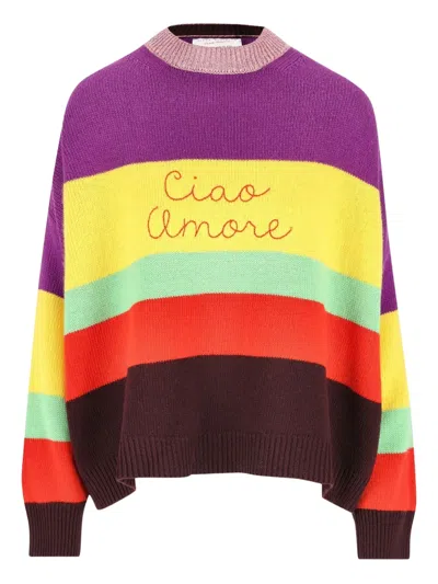 GIADA BENINCASA STRIPED EMBROIDERED SWEATER