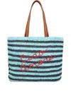 Giada Benincasa Striped-pattern Raffia Tote Bag In Blue