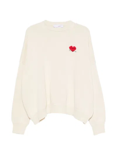 Giada Benincasa Sweater With Embroidered Logo In White