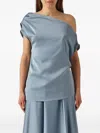 Giada Curti Draped One-shoulder Top In Blue