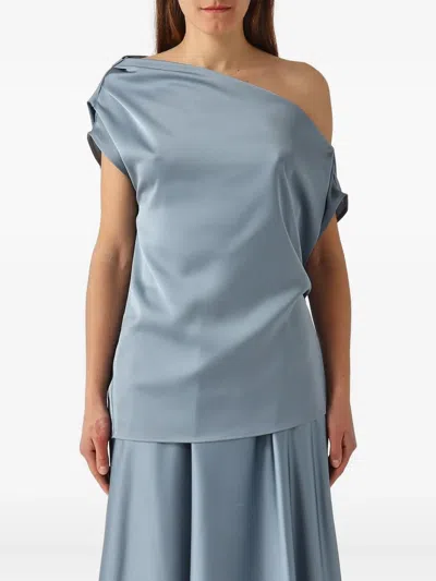 Giada Curti Draped One-shoulder Top In Blue